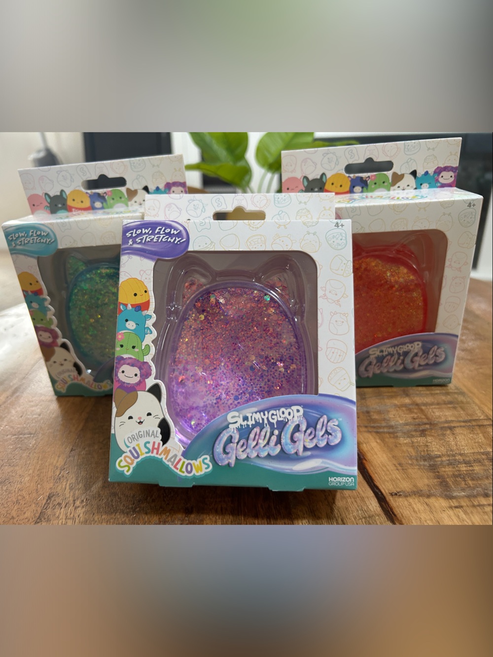 Squishmallows Gelli Gels Glitter Toy - Purple, blue & Pink Sparkle